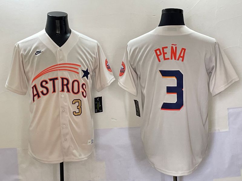 Men Houston Astros #3 Pena Cream Five generations Joint Name 2025 Nike MLB Jersey style 3->houston astros->MLB Jersey